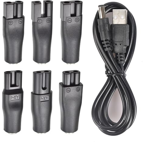 BaiWeiDun Universal Replacement 7PCS USB Charger Cable, Compatible for Electric Hair Clippers, Beard trimmers, Shavers, Beauty Instruments, Desk Lamps, Purifiers. (1)