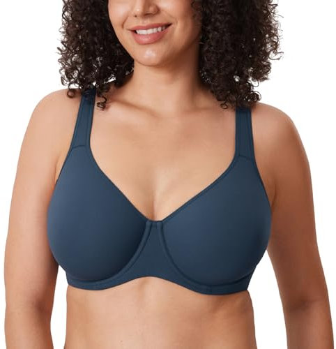 Delimira Women's Inbarely Plus Seamless Bra Full Coverage Plus Size Unlined Underwire Bras Sargasso 36G