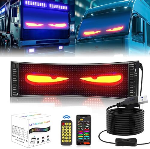 Devil Eyes Light for Cars LED Eyes for Trucks Car Window DIY Car Dynamic LED Smart Colourful Eye Lamp Soft Screen Led Augen für LKW frontscheibe Smart App Bluetooth USB (120 * 595mm)