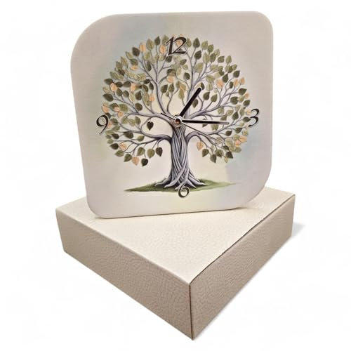oggettando Orologio Albero della Vita in Scatola da Bomboniera Utile Matrimonio, Nascita, Battesimo, Comunione, Laurea, Cresima, 18, 25 e 50 anni, Anniversari e Compleanno (Albero Vita, 22x22)