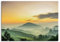 Paul Sinus 100x70cm Wandbild Nebelige Hügellandschaft bei Sonnenaufgang – Beruhigende Morgenstimmung, grüne Naturkulisse