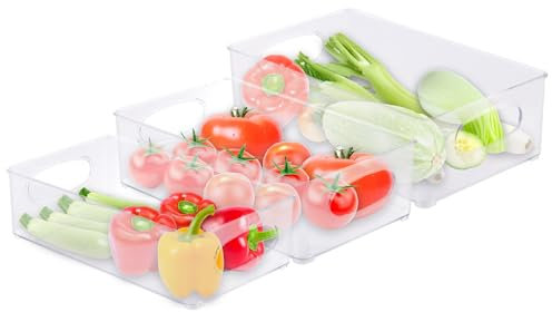 Rosenstein & Söhne Kühlschrankorganizer: 3er-Set Kühlschrank-Organizer, stapelbar, in 3 Größen, BPA-frei (Kühlschrank Aufbewahrungsbox, Aufbewahrungsboxen Set, Frischhaltedosen)