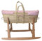 Mosè di vimini naturale per neonati con base in legno, fatto a mano, materasso incluso, stile nordico Cloe B rosa