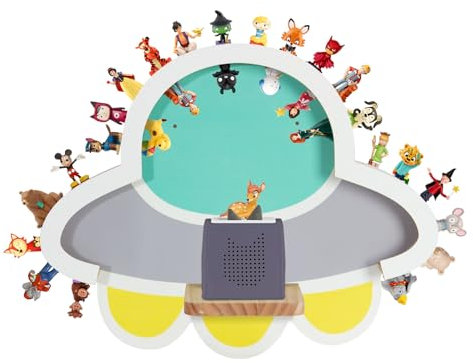 Todeco Tonie-Regal für Toniebox und 30-40 Tonie Hörfiguren, Magnetische Wandregal, Regal für Kinderzimmer für Jungen & Mädchen, UFO