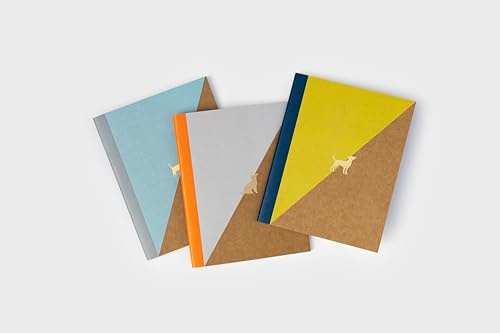 Suck UK Pocket Notebook 3 Set | Lined | Grid | Dot Grid Format | Recycled Paper & Kraft Binding Cover | Compact On-the-Go Notes for School, Office & Travel Use | Animal Dog Lovers Gift | 68 Pages Each