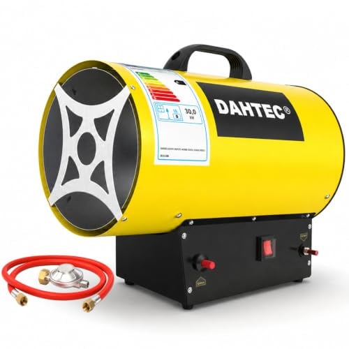 DAHTEC Gasheizgebläse 30 kw Tragbar Heizkanone Gasheizer Bauheizer Luftmenge 1000 m³/h Heizlüfter Gas Elektroheizer für Baustellen, Garage