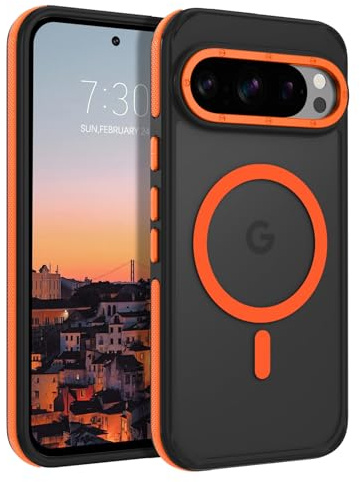 GaoBao für Google Pixel 10 Hülle, Handyhülle Google Pixel 10 Pro Kompatibel mit Magsafe Kabellosem Laden, Durchscheinende Matte Magnetische Stoßfeste Schutzhülle für 6,3 Zoll Case, Orange
