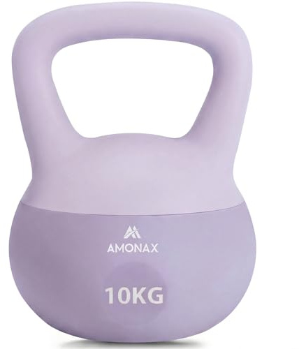 Amonax Kettlebell Set 4 kg 6 kg 8 kg 10 kg, Soft Kettlebells bodenschonend mit rutschfestem ergonomischem Griff, Kettle bells Gewichte für Home Gym Training und Ganzkörper Krafttraining zu Hause