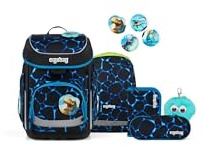 ergobag cubo Bundle Set ergonomischer Schulranzen Klassisch 6-teilig 1. Klasse Grundschule Bärassic Garden - Hellblau