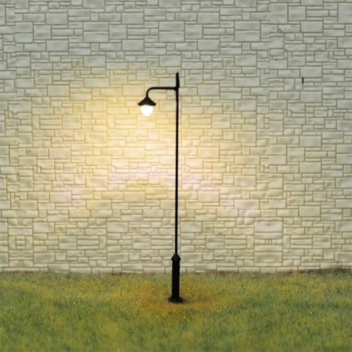 HpLive 5 Stück HO Spur Modellbahn Antike Straßenlaternen mit LED Lampe 9 cm Höhe, mit Drähten und Widerständen für 12V/16V DC Betrieb