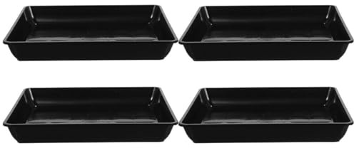 FRCOLOR Lot de 4 Plateaux pour Pots de Fleurs en PP Noir Rectangulaires, Base Stable pour Plantes, Protection du Sol Bureau, pour Usage Quotidien