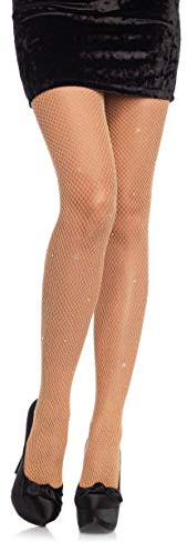Leg Avenue - Spandex Fischnetz Strümpfhose Mit Strass Steine Akzente, Einheitsgröße, nude
