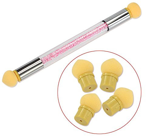 TEEROVA Dual head Nail Art Sponge Brush Powder Dotting Gradient Nail Pen with 6 Sponge Accessories Nail Art Tools Kit