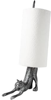 Comfify Porte-Serviettes en Papier décoratif en Forme de Chat ou Support de Papier Toilette – Adorable Chien Descendant – Support de Papier en Fonte – Couleur Blanche en Fonte Antique – 48,3 cm –
