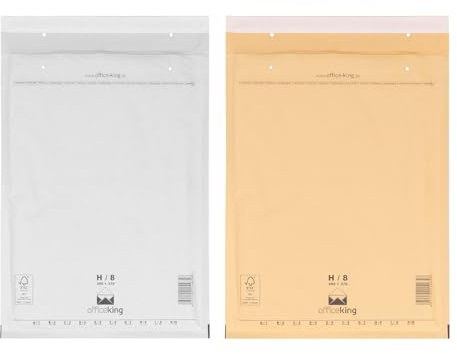 officeking 200 Luftpolstertaschen H/8 | 290 x 370 mm (100 Stück in Braun und 100 Stück in Weiß) - Luftpolster Verpackung Polsterumschläge Briefumschläge gepolstert