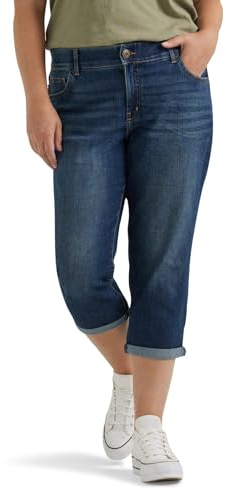Lee Plus Size Flex Motion Regular Fit 5 Pocket Capri Jean Jeans, Bewitched, 54 Donna