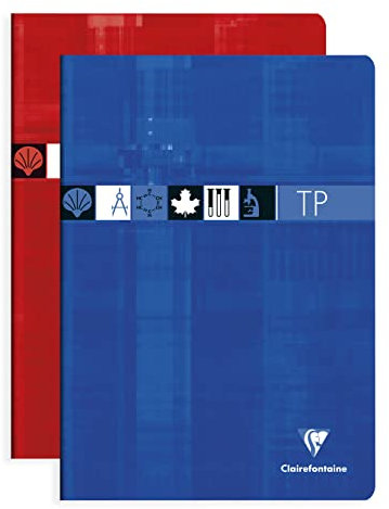 Clairefontaine 3157C - Packung mit 5 Heften, geheftet, ideal für wissenschaftlichen Fächer, DIN A4 21x29,7 cm, 48 Blatt, französische Lineatur 90g / blanko 125g, farbig sortiert, 1 Pack