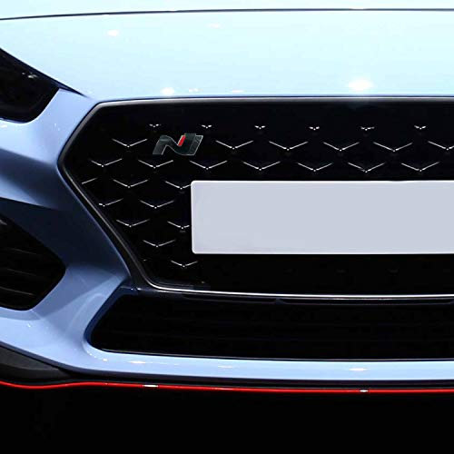 P043 | Kühlergrill Emblem Cover N-Performance Kühlergrill 2er-Set Aufkleber | Oracal | Car Styling | Dekorset V3 (Schwarz Glanz/Carbon/Rot)