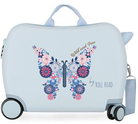Roll Road Wild and Free Kinder-Koffer Blau 50x39x20 cms Hartschalen ABS Kombinationsschloss 34L 2,1Kgs 4 Räder Handgepäck
