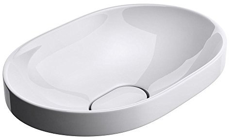 Durovin Bathrooms Semi Recessed Ceramic Basin - Self Rimming Inset Bathroom Sink - Oval Without Overflow Slot - Concealed Waste