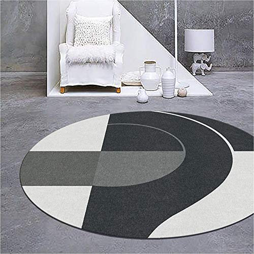 Teppich Runde Teppiche im geometrischen Stil Grau Schwarz Großflächiger Teppich für Wohnzimmer Eingangsbereich Bodenmatte Klavierpad Durchmesser 80 100 120 140 160 180 200 250 300cm-250CM-98inch