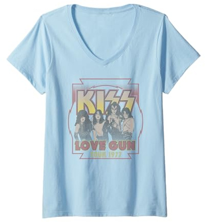 Damen KISS - Love Gun Tournee 1977 T-Shirt mit V-Ausschnitt
