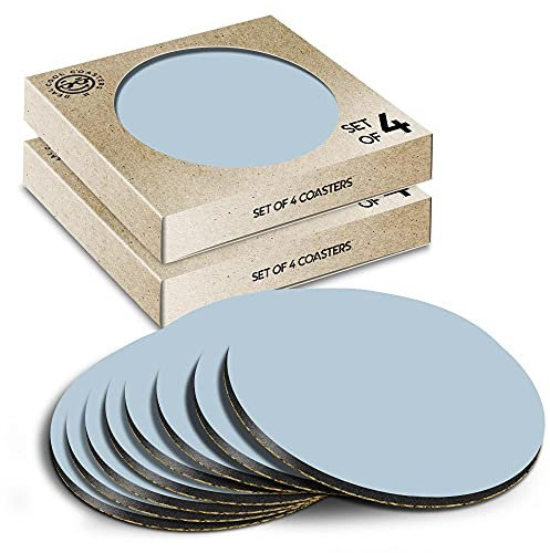 8 x Eco Boxed Cork Coasters - Light Blue Duck Egg Colour Block Drink Cup Mug Glass Table Mat #45543