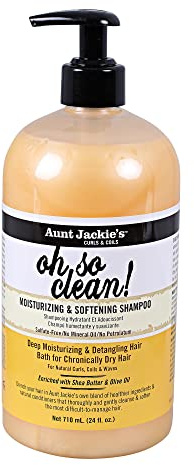 Aunt Jackie's Oh So Clean Deep Moisturising and Softening Hair Shampoo for Natural Curls, Coils and Waves, Enriched Shea Butter, 24 oz Family Sized Pump