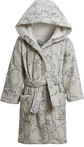 Disney Accappatoio Dumbo per bambine e ragazzi con cappuccio accappatoio grigio elefante unisex in pile, Grigio, 6 Mesi