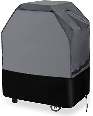 Waykea Housse de Barbecue Robuste de 82 cm en Tissu Oxford 600D, résistante à l'eau, aux UV et à la décoloration, pour Barbecue au gaz Weber Char-Broil Dyna Glo Nexgrill (82 x 64 x 110 cm, Gris/Noir)