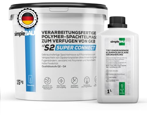 simpleBAU Spachtelmasse 15kg 1L Tiefengrund Gipskarton Innen Außen