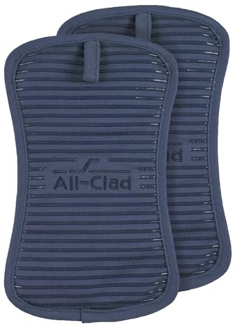 All-Clad Premium Topflappen & Hot Pad: hitzebeständig bis 500 Grad – 100% Baumwolle, 25,4 x 15,9 cm Hot Pad für Küche und Grill, (2er-Pack), Indigo