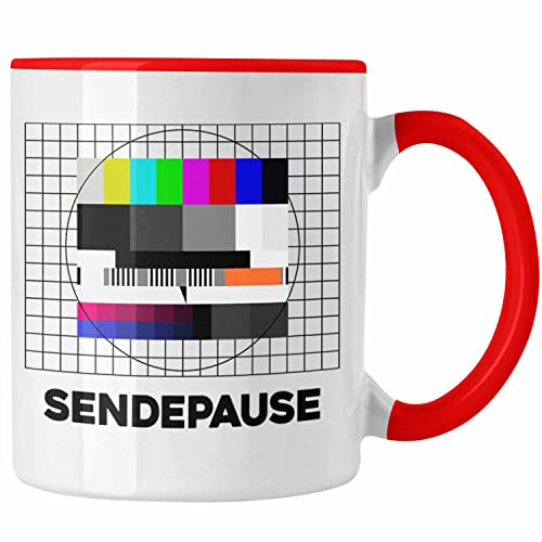 Trendation - Sendepause Testbild 90er Jahre 80er Jahre Fan Geschenkidee Nostalgie (Rot)