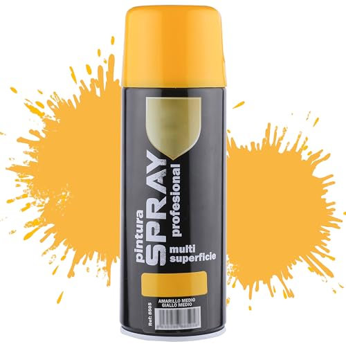 Etrexonline Pintura Spray Multicolor Profesional 400ml Adecuado Metal Madera y Plástico - Color Amarillo (Paquete de 1)