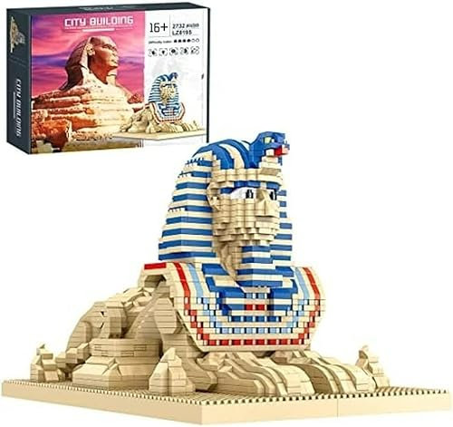 Havefun Egypt Pharaoh Sphinx Architektur Bausteine Bausatz, 2732 Teile Weltberühmtes Gebäude Modellbausatz, Micro MOC Klemmbausteine Bauset Nicht Kompatibel mit Lego