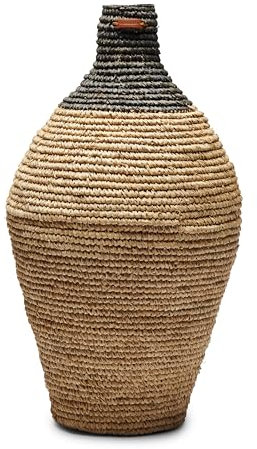 Riviera Maison Bodenvase, dekovase aus Weidengeflecht Trockenblumen, oval, schwarzem Detail Wohnaccessoires, Nicht wasserdicht - RM Sisal Vase - Braun, Schwarz - Sisal - (ØxH) 40x72