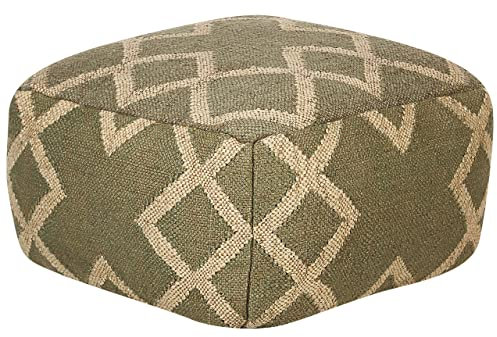 Beliani Pouf Jute und Wolle grün/beige quadratisch 50 x 50 x 30 cm orientalisch Gopi