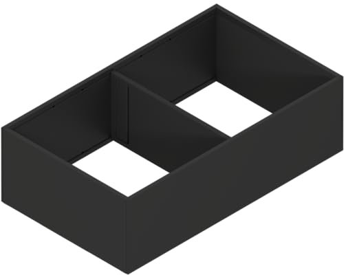 Blum AMBIA-LINE Küchenschubladeneinsätze Frontauszugsrahmen, Breite 218mm Länge 371mm Höhe110mmm, mit Trenner, Carbonschwarz Matt, 1 Stück Küchen Organizer