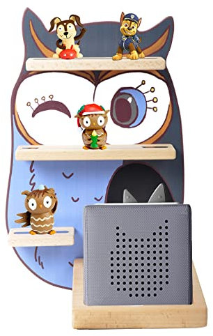 Erlsig Eule Holz Regal für Tonie Box und Tonies, Musikboxregal Wandregal Aufbewahrung für Tonies Figuren Kinderzimmer Deko Kinder Junge Mädchen