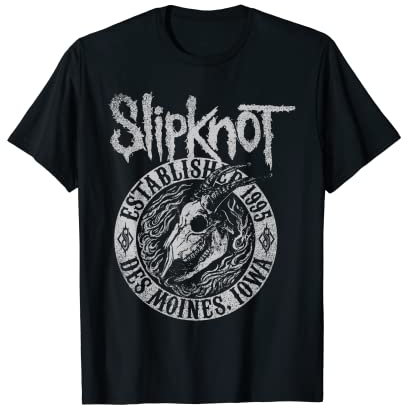 Slipknot Damen Iowa Totenkopf 1995 T-Shirt, Schwarz, S, Klassische Passform, Kurzarm, Crew-Ausschnitt, Small