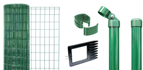 Alberts 669010 Fix-Clip Pro als Zaun-Komplettset, zum Einbetonieren | verschiedene Längen und Höhen | grün | Höhe 153 cm | Länge 100 m
