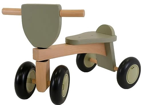 Bandits & Angels Vintage Rider Green Laufrad Holz ab 1 Jahr – Für Jungen und Mädchen – Holzlaufrad Grün – Vierrad – Geräuscharme und kratzfreie Räder