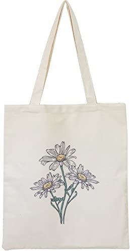 XINGNIAO Canvas Floral Botanische Einkaufstasche für Lehrerinnen, Wiederverwendbare Einkaufstüten, niedliche Katzen-Einkaufstaschen ästhetisch zum Einkaufen