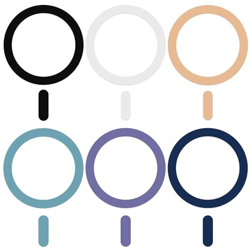 6 Pack Universal Metal Rings Sticker Compatible with MagSafe Magnetic Wireless Charger iPhone 17 16 15 14 13 12 Pro Mini Max, Ultra-Thin Car Charger Conversion Accessories, 6 Colors
