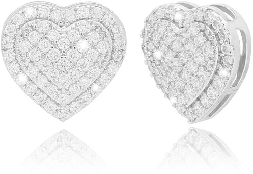 Vancy Utopia Rhinestone Heart Shape Glitter Crystal Stud Earrings for Women,Sparkly Elegant Wedding Prom Earrings Jewelry Gift