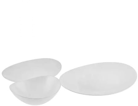 Karaca Juego de vajilla de cristal puro blanco – Juego de vajilla ovalada de 12 piezas para 4 personas, juego de vajilla blanca con platos y cuencos, juego básico completo