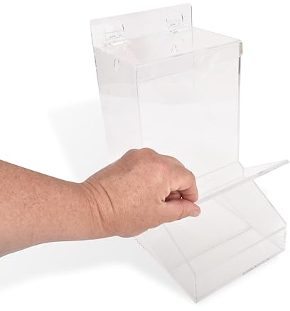 KROYBE Ohrstöpselspender – Wandhalterung oder Ständer aus Acryl mit Deckel für Fingerlinge, Zubehör, Spielzeug, Gewürze, Süßigkeiten – komplett mit Beschreibungsaufklebern