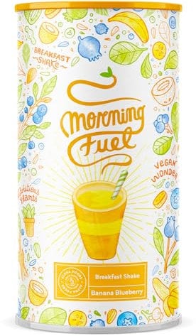 Alpha Foods Morning Fuel Frühstück Shake - Heidelbeere Banane - Morgens Satt & Gesund, Vitamin- und Nährstoffreiche Frühstücksmischung mit Protein - Mahlzeitenersatz für Frauen & Männer - 600 g Pulver