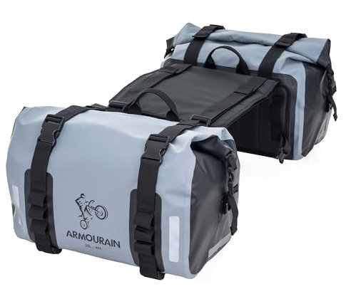 ARMOURAIN Motorradsatteltasche 70L (35L*2) Motorradausrüstung Fahrradsatteltasche hinten (Grau)