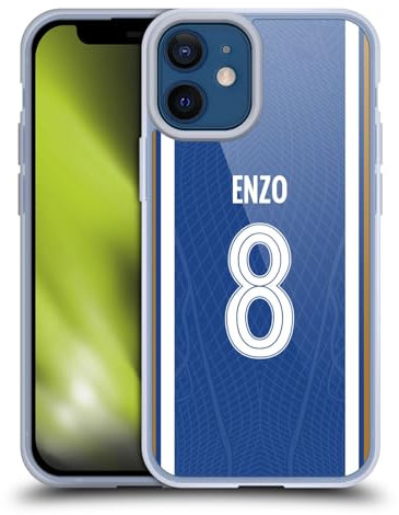 Head Case Designs Offizielle Chelsea Football Club Enzo Fernández 2023/24 Spieler Home Kit Softgelhülle Kompatibel Mit Apple iPhone 12 Mini Und Kompatibel Mit Magsafe Zubehör